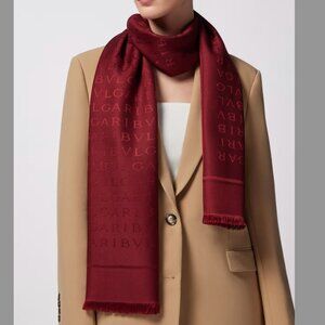 Bulgari Bvlgari Red Scarf Shawl. Brand New with Gift Box and Bag